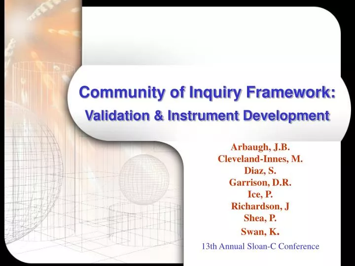 community of inquiry framework validation instrument development n.