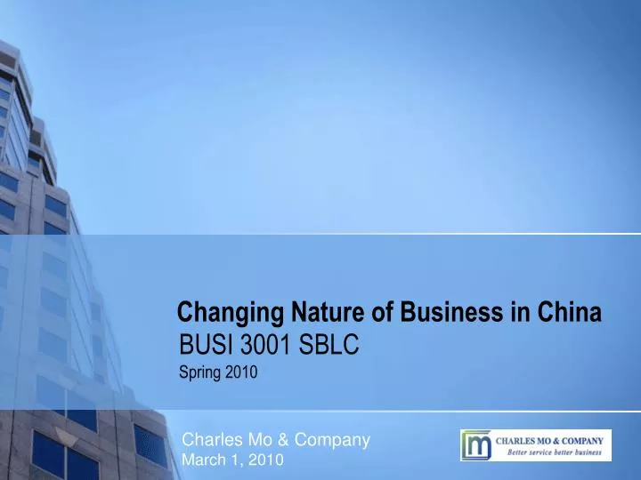 changing nature of business in china n.