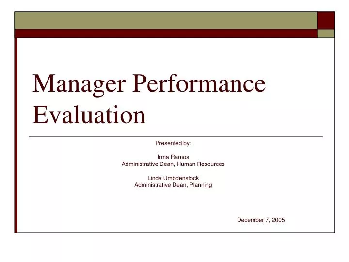 manager performance evaluation n.