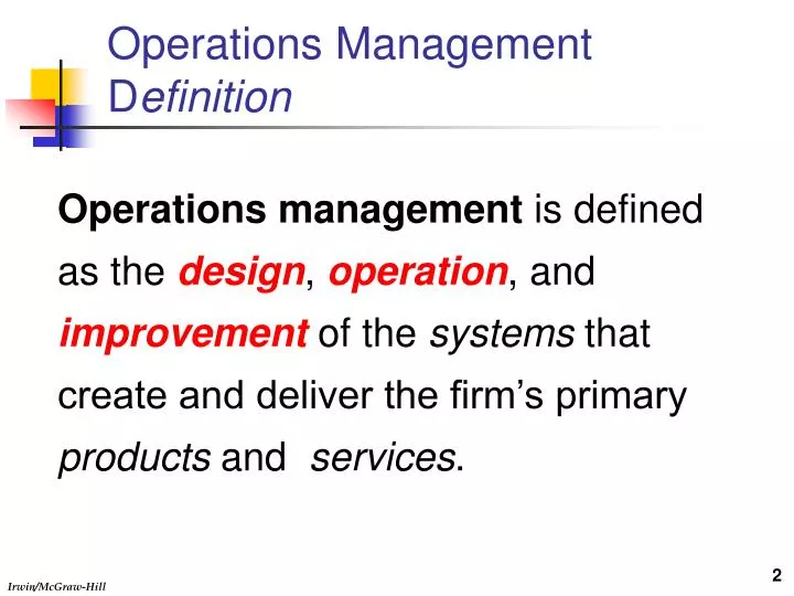 operations management d efinition n.