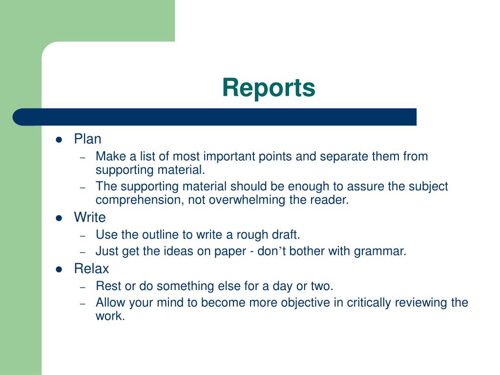 how to write a report for a presentation