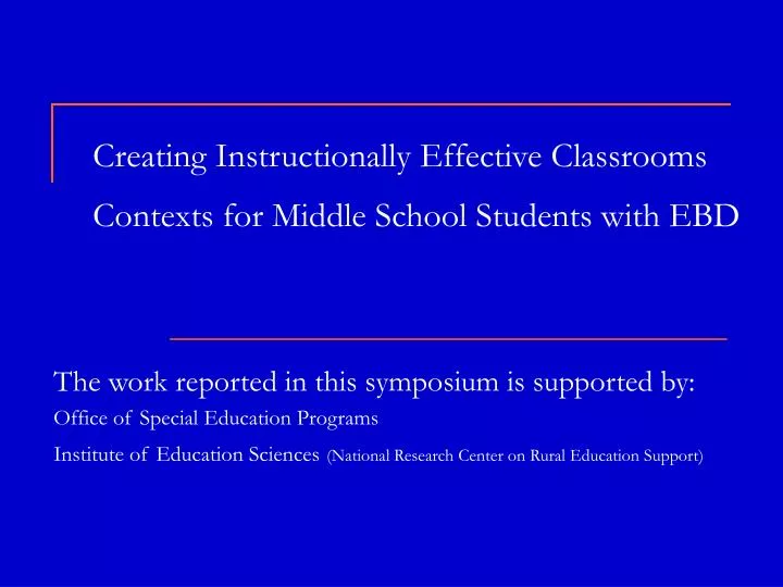 PPT Creating Instructionally Effective Classrooms Contexts for Middle