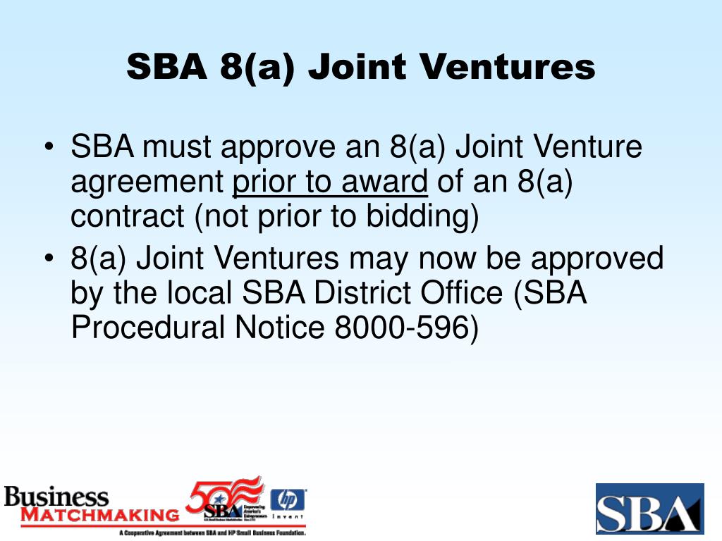 sba joint venture regulations