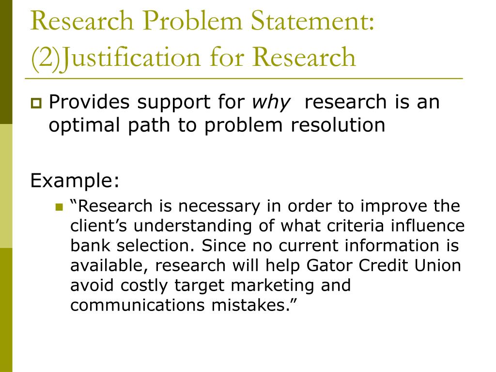example of a statement of a problem in research