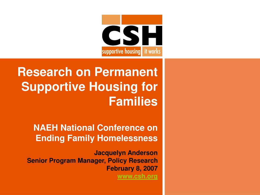PPT Research on Permanent Supportive Housing for Families NAEH