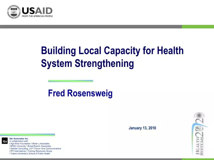 building local capacity for health system strengthening n.