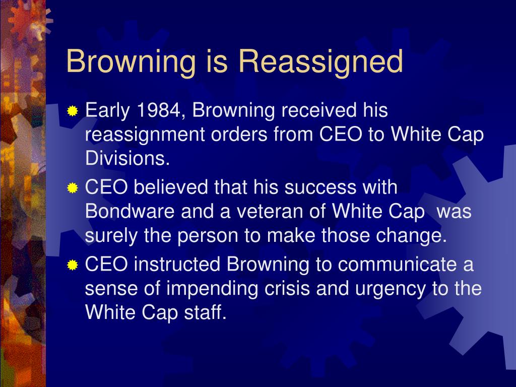 peter browning and continental whitecap outline Peter browning and continental white cap (b) case solution, describes the new divisional vice president decisions and strategies in its first full year of management are. peter browning and continental whitecap outline Peter browning and continental white cap (b) case solution, describes the new divisional vice president decisions and strategies in its first full year of management are.