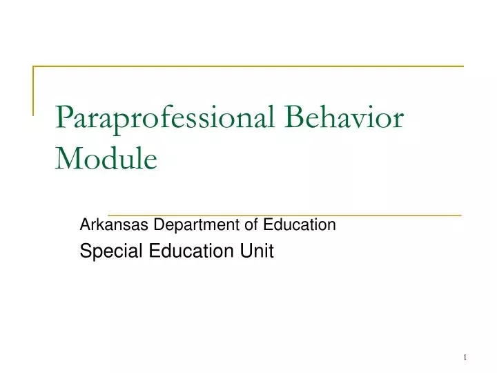 paraprofessional behavior module n.