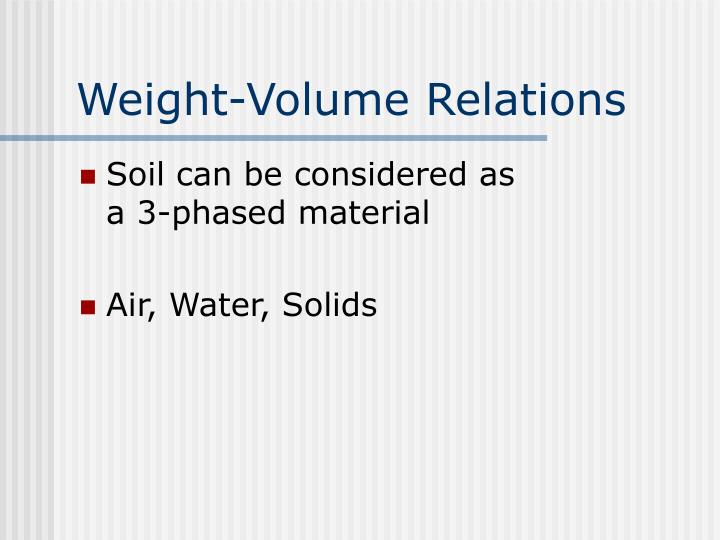 weight volume relations n.