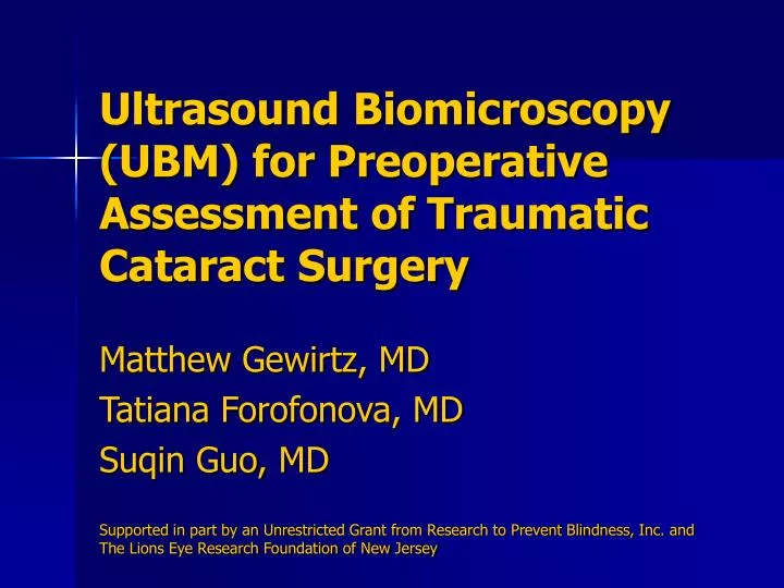 ultrasound biomicroscopy ubm for preoperative assessment of traumatic cataract surgery n.