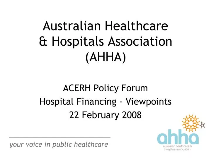 australian healthcare hospitals association ahha n.