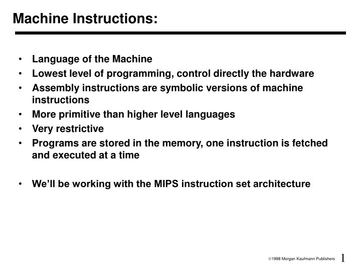 machine instructions n.