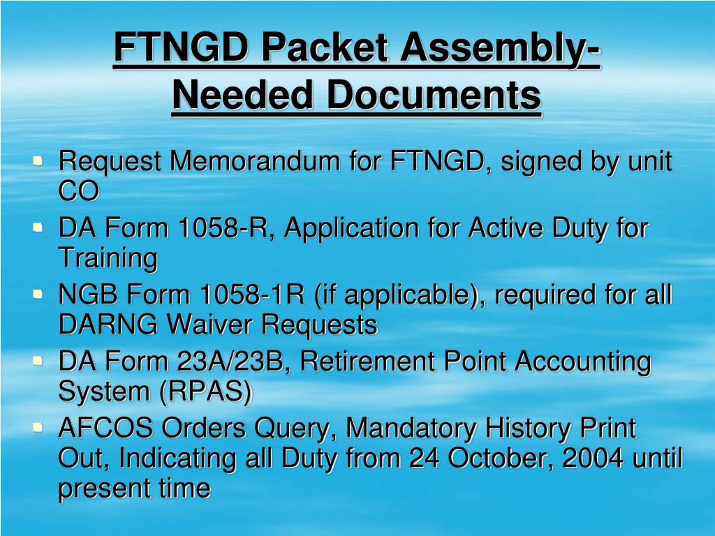 Ppt Full Time National Guard Duty Ftngd Packet Training Powerpoint Presentation Id 413657
