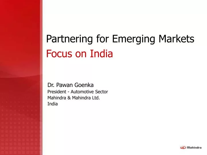 partnering for emerging markets focus on india n.