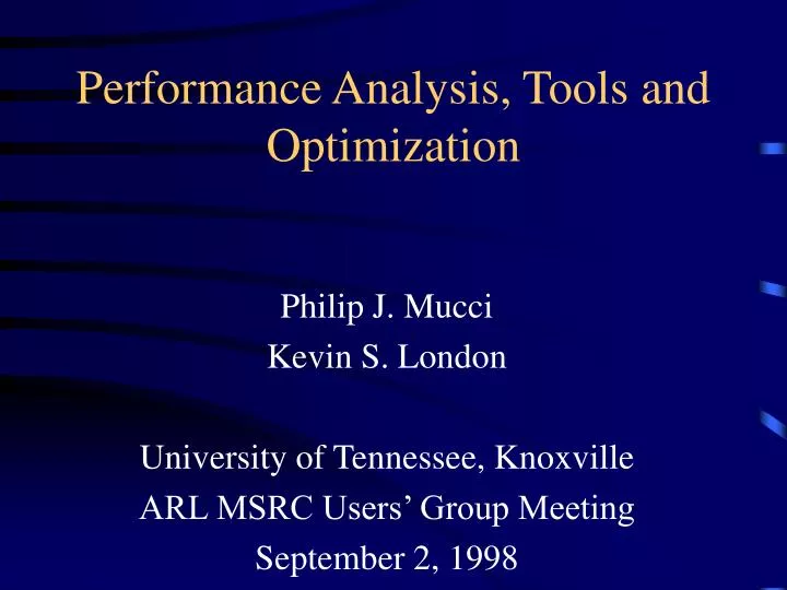 performance analysis tools and optimization n.