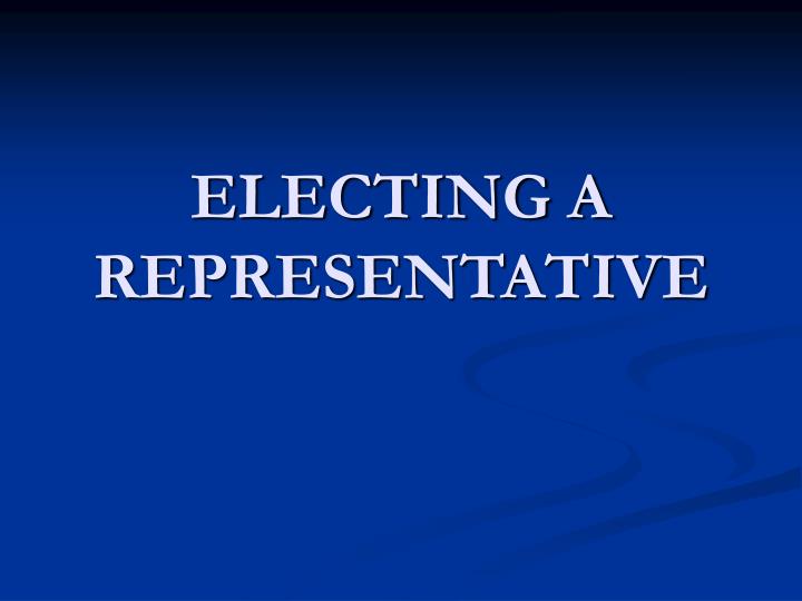 electing a representative n.