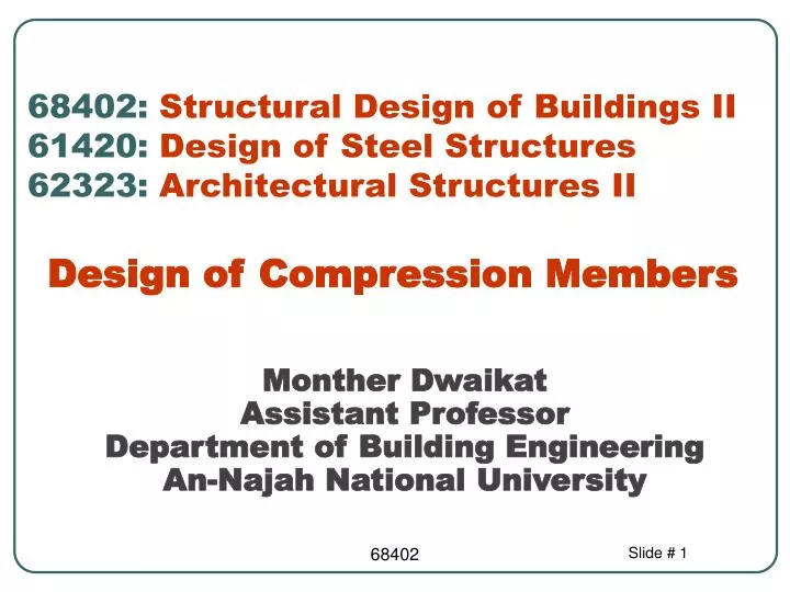 monther dwaikat assistant professor department of building engineering an najah national university n.
