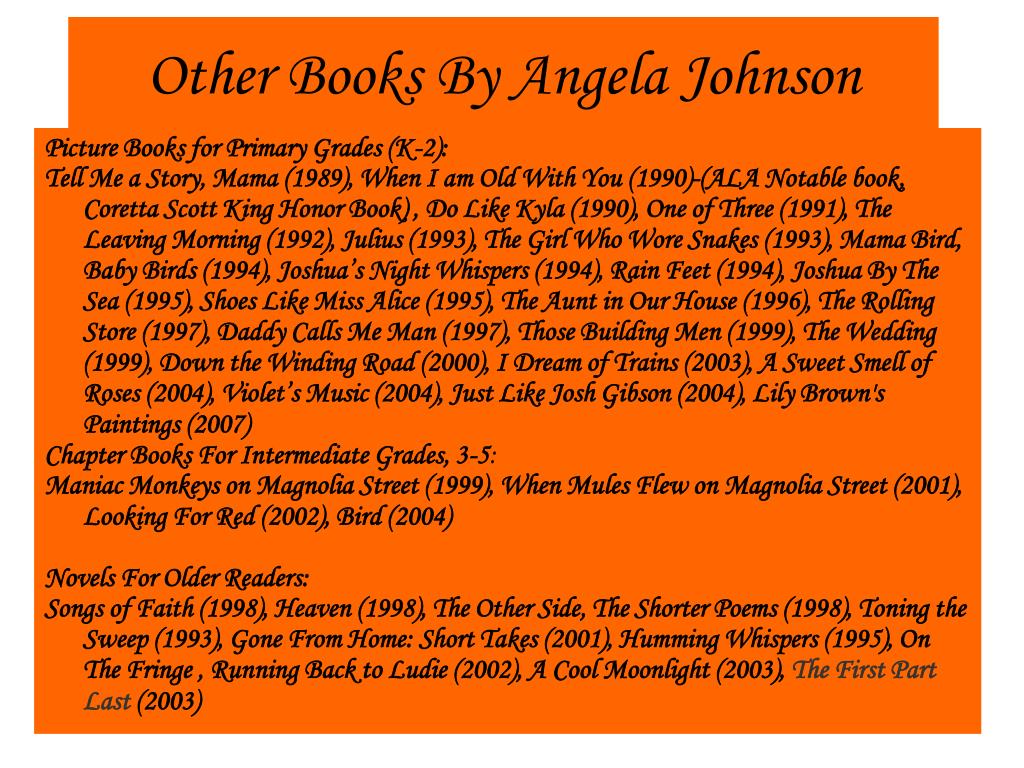 Ppt the first part last by angela johnson powerpoint presentation