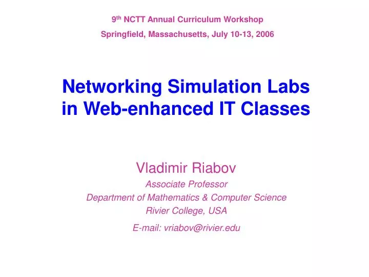 PPT Networking Simulation Labs in enhanced IT Classes PowerPoint