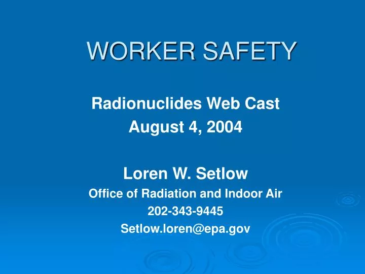 worker safety n.