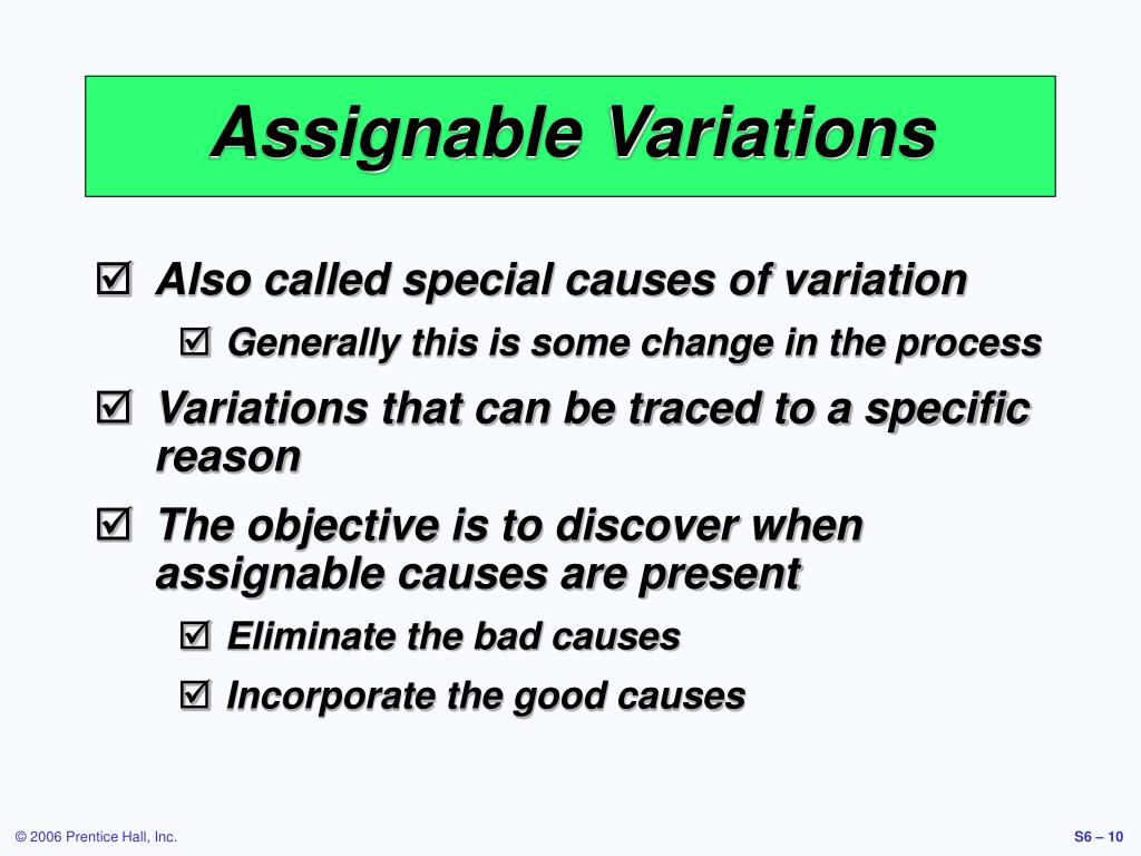 errors due to assignable causes are called