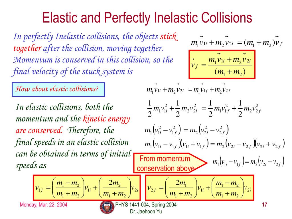 Worksheets On Elastic And Inelastic Collision