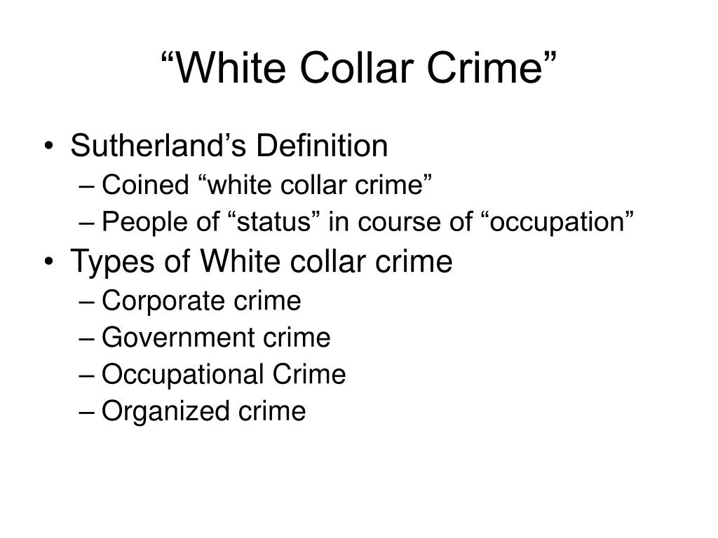 notes on white collar crime