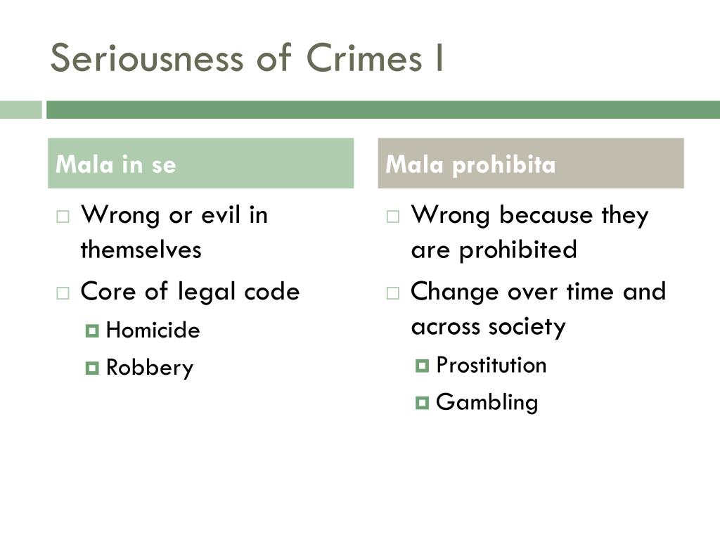 which of these crimes is mala prohibita