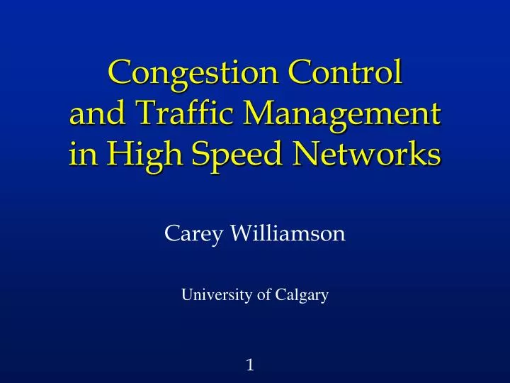 congestion control and traffic management in high speed networks n.