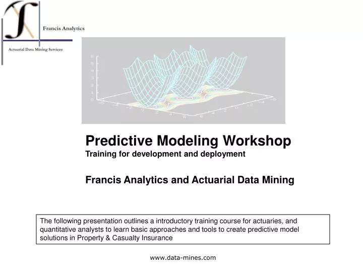 predictive modeling workshop training for development and deployment n.