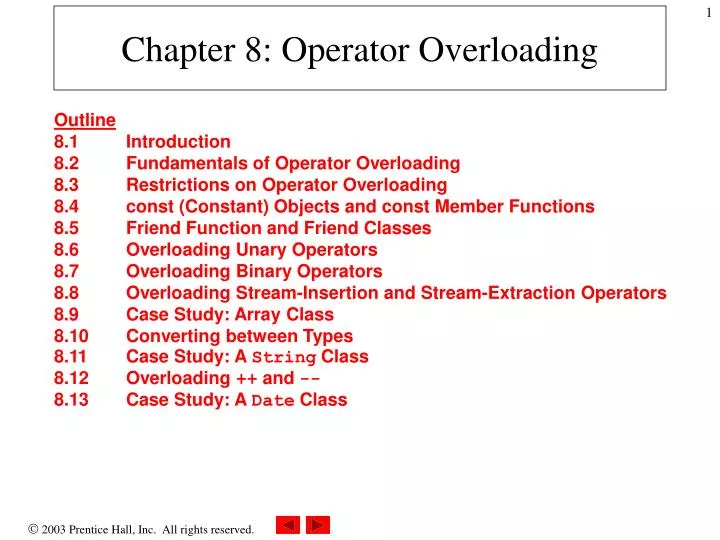 PPT - Chapter 8: Operator Overloading PowerPoint Presentation, free ...
