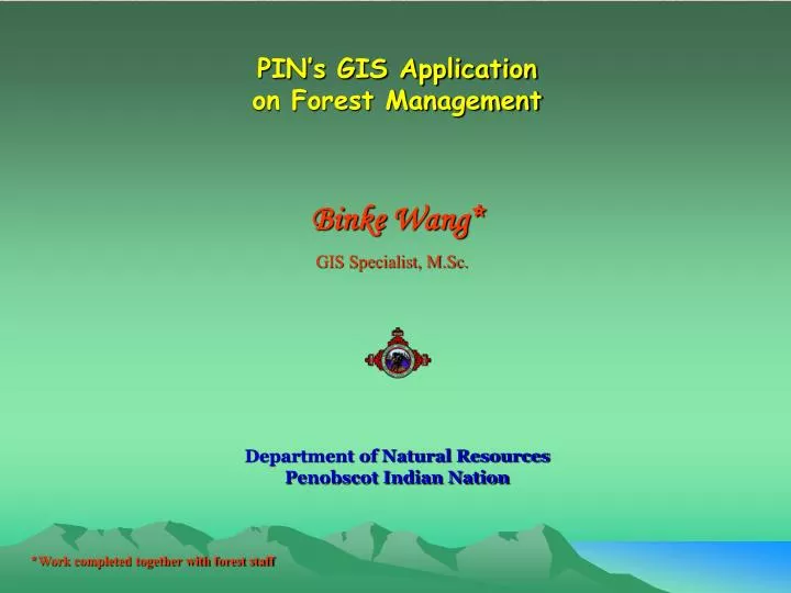 pin s gis application on forest management n.