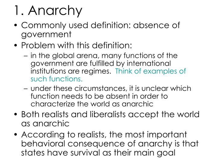 government anarchy quizlet define Realism Presentation PPT Liberalism  Debate: PowerPoint