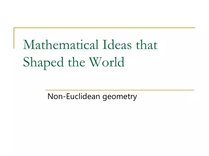 mathematical ideas that shaped the world n.