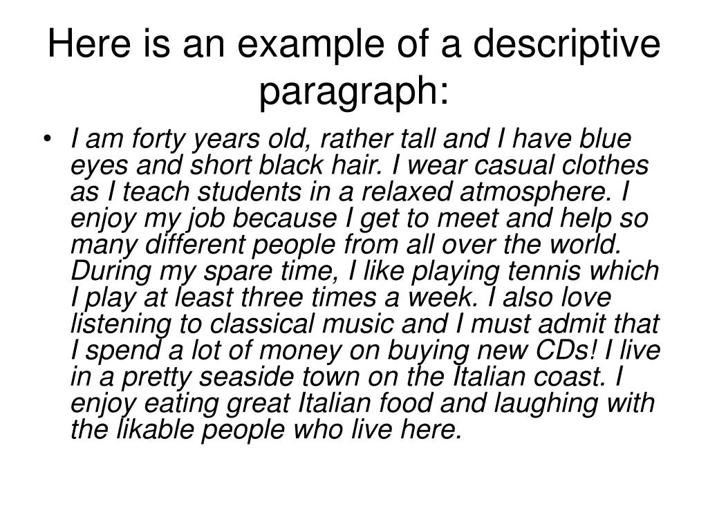 describing a person paragraph example