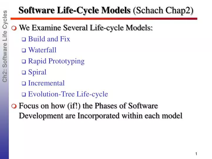 software life cycle models schach chap2 n.