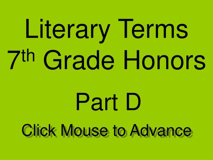 literary terms 7 th grade honors n.