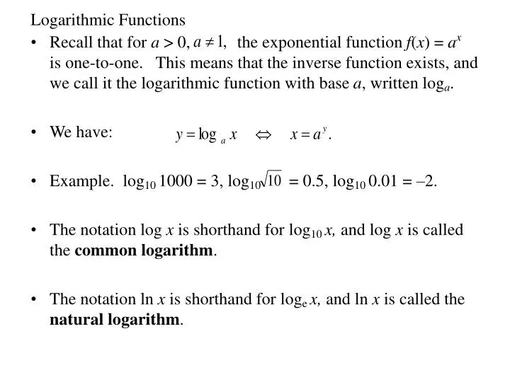 logarithmic functions n.