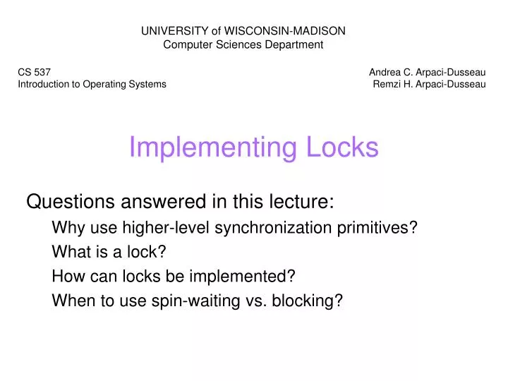 implementing locks n.