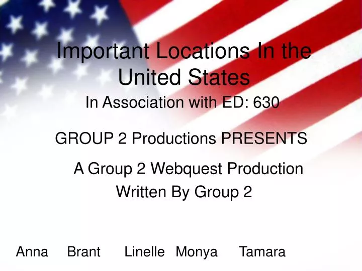 PPT - Important Locations In the United States PowerPoint Presentation