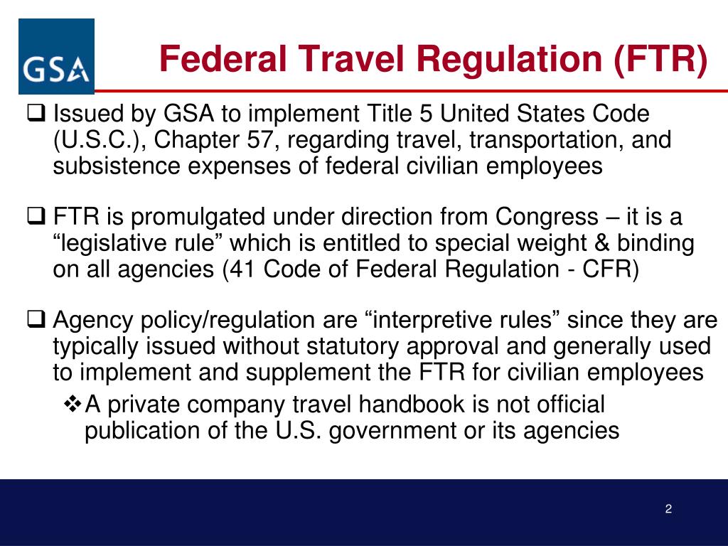 PPT Advance Federal Travel Regulation (FTR) update Temporary Duty