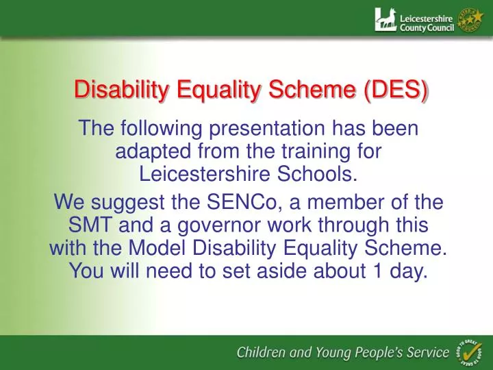 disability equality scheme des n.