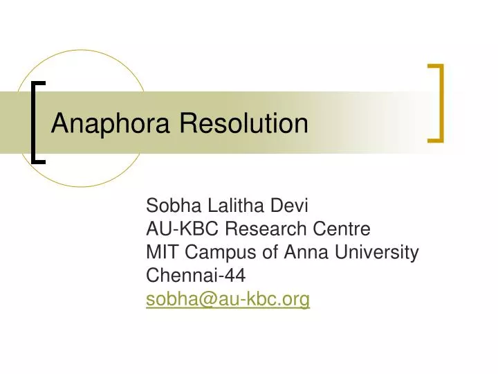 anaphora resolution n.