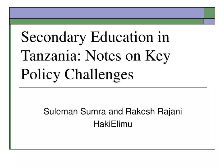 research report on education issues in tanzania