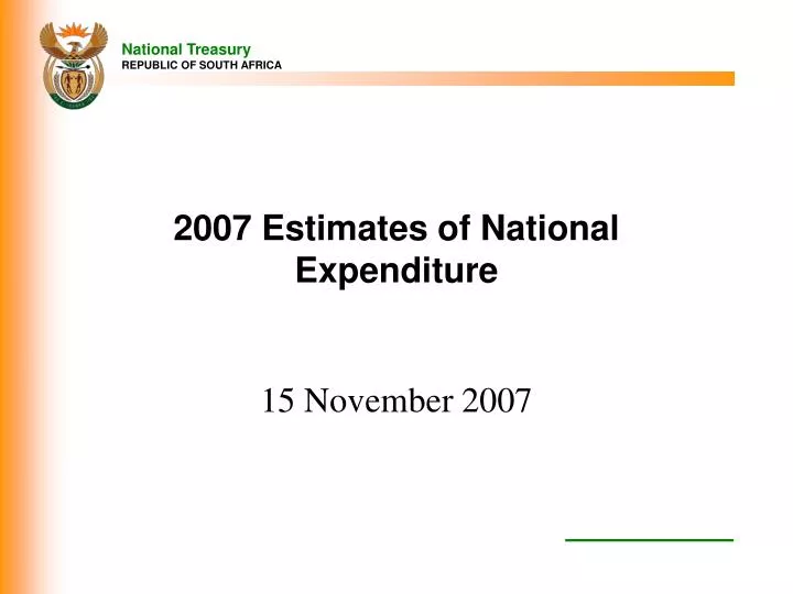 2007 estimates of national expenditure n.