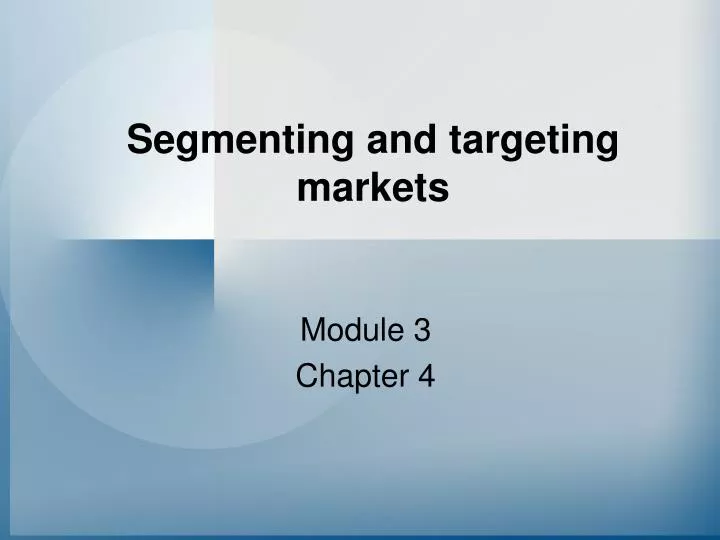 segmenting and targeting markets n.