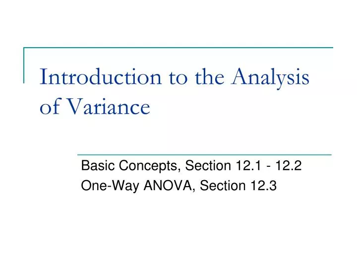 introduction to the analysis of variance n.