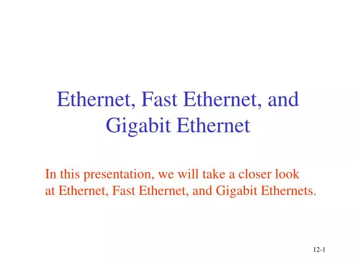 ethernet fast ethernet and gigabit ethernet n.