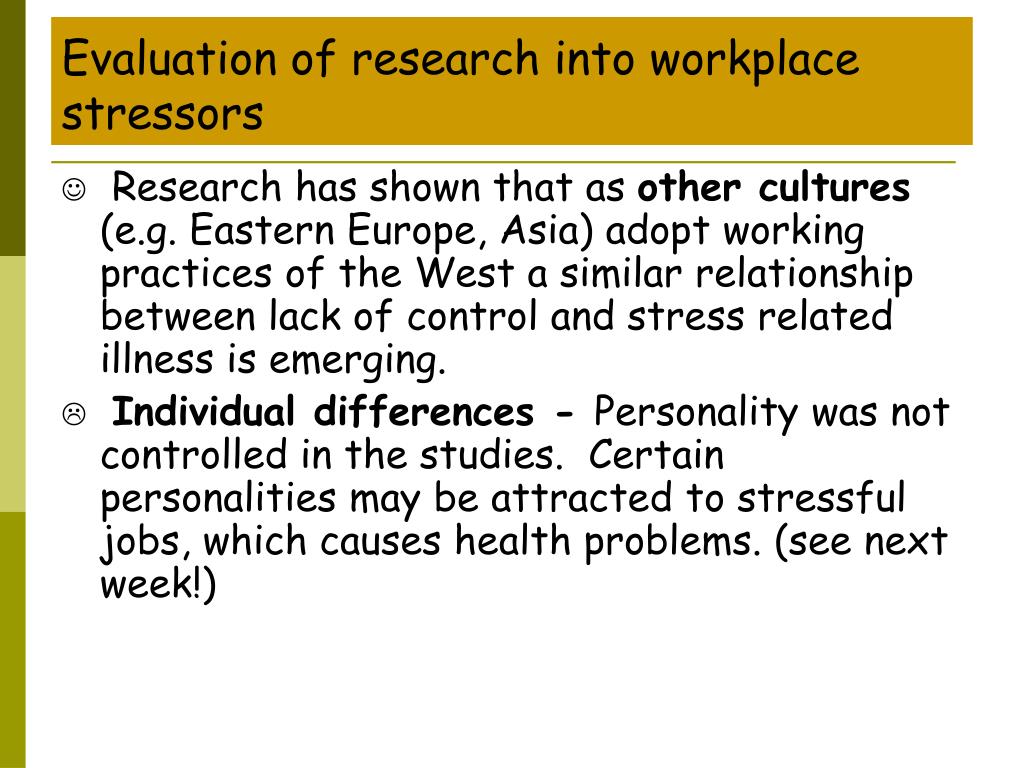 research studies on workplace stress