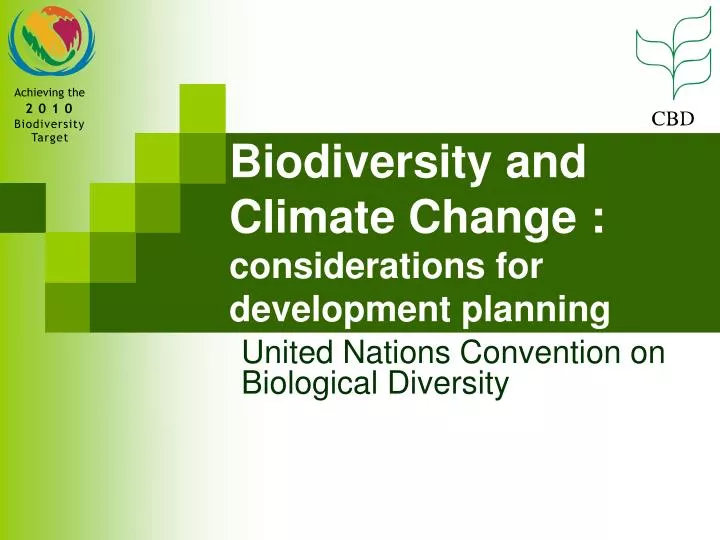 biodiversity and climate change considerations for development planning n.